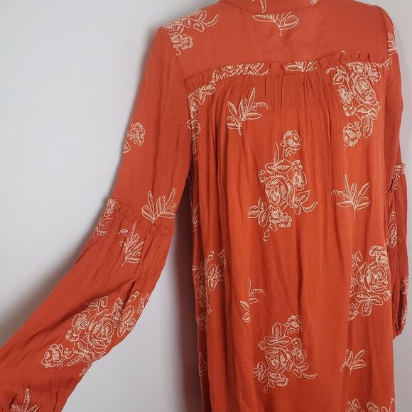 Lulu's Rust Colored Floral Embroidered Mini Dress, Size Small - Picture 2 of 9